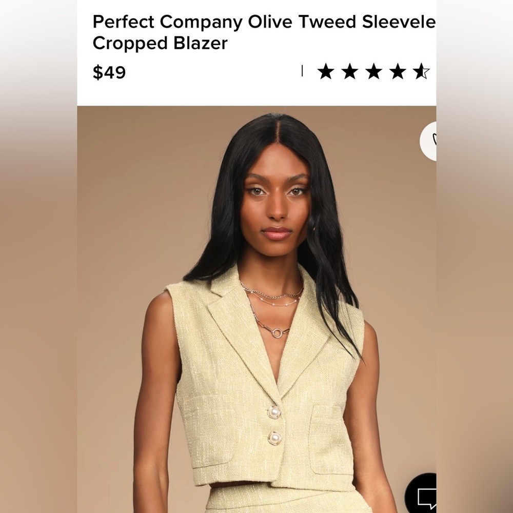 Olive cropped blazer. Purchased from Lulu’s, tag on, never worn, size Small.